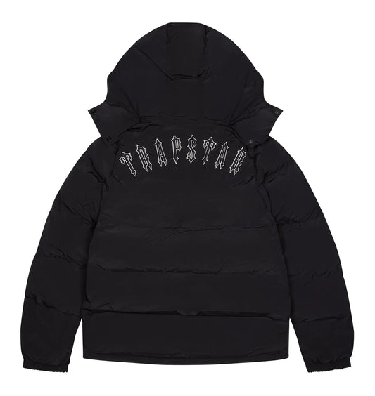 TRAPSTAR IRONGATE DETACHABLE HOODED PUFFER - BLACK/WHITE