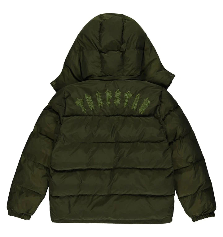 TRAPSTAR IRONGATE DETACHABLE HOODED PUFFER - OLIVE GREEN