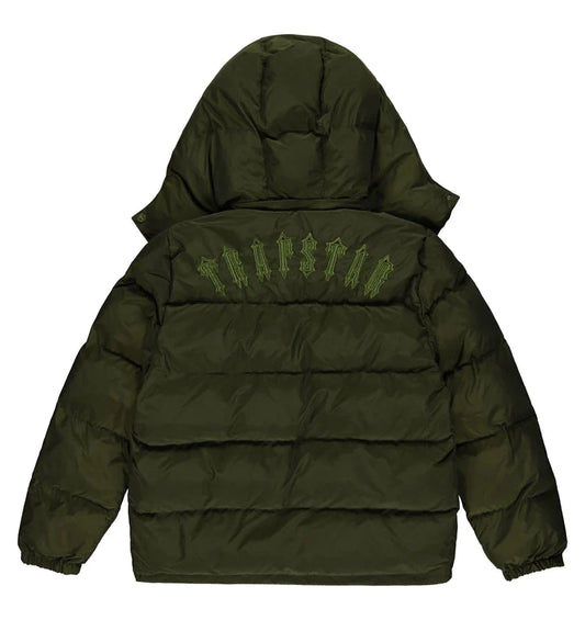 TRAPSTAR IRONGATE DETACHABLE HOODED PUFFER - OLIVE GREEN