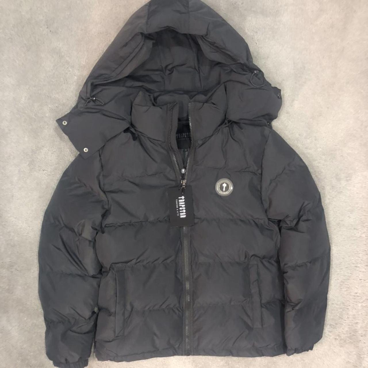 TRAPSTAR IRONGATE DETACHABLE HOODED PUFFER - STONE GREY