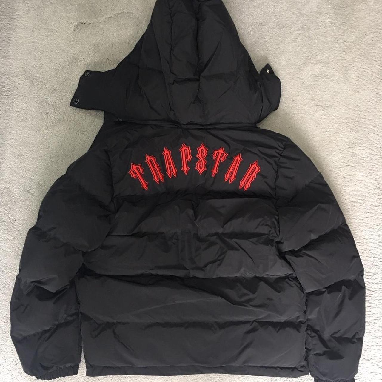 TRAPSTAR IRONGATE DETACHABLE HOODED PUFFER - BLACK/INFRARED