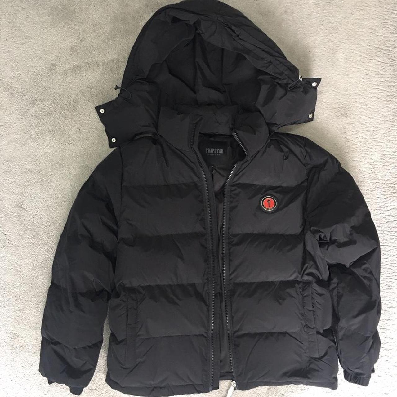 TRAPSTAR IRONGATE DETACHABLE HOODED PUFFER - BLACK/INFRARED