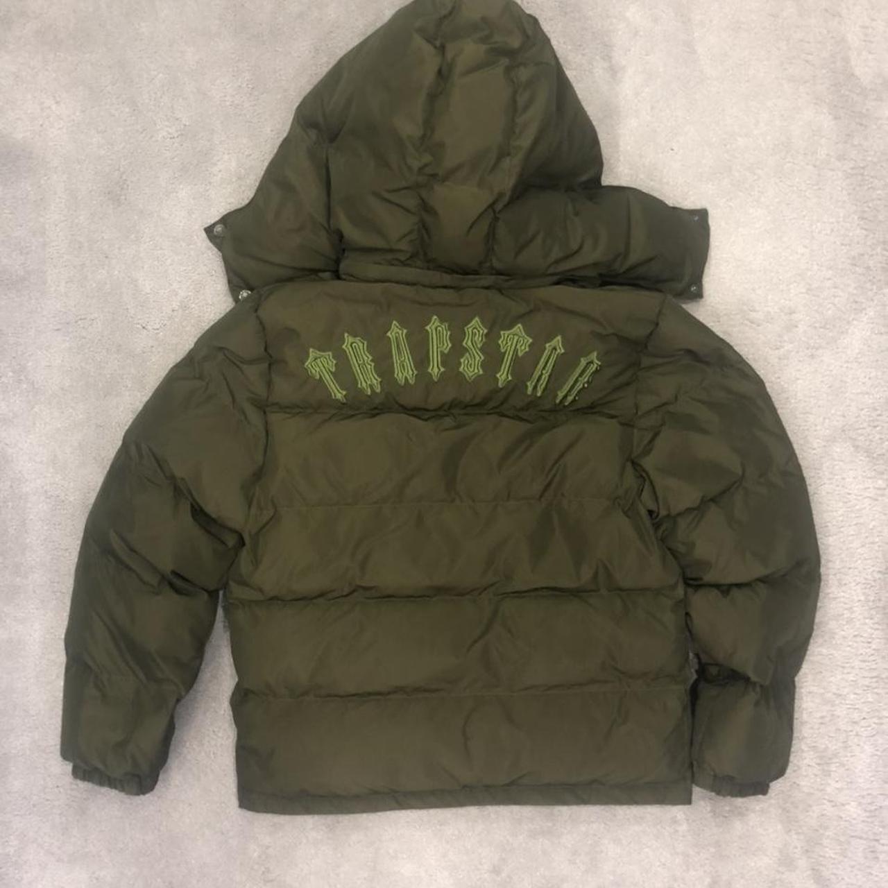 TRAPSTAR IRONGATE DETACHABLE HOODED PUFFER - OLIVE GREEN