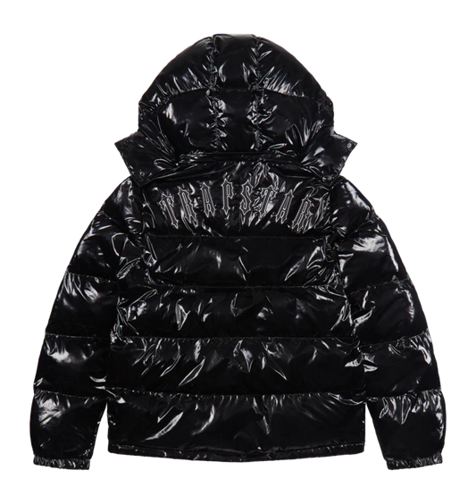TRAPSTAR IRONGATE DETACHABLE HOODED PUFFER - SHINY BLACK
