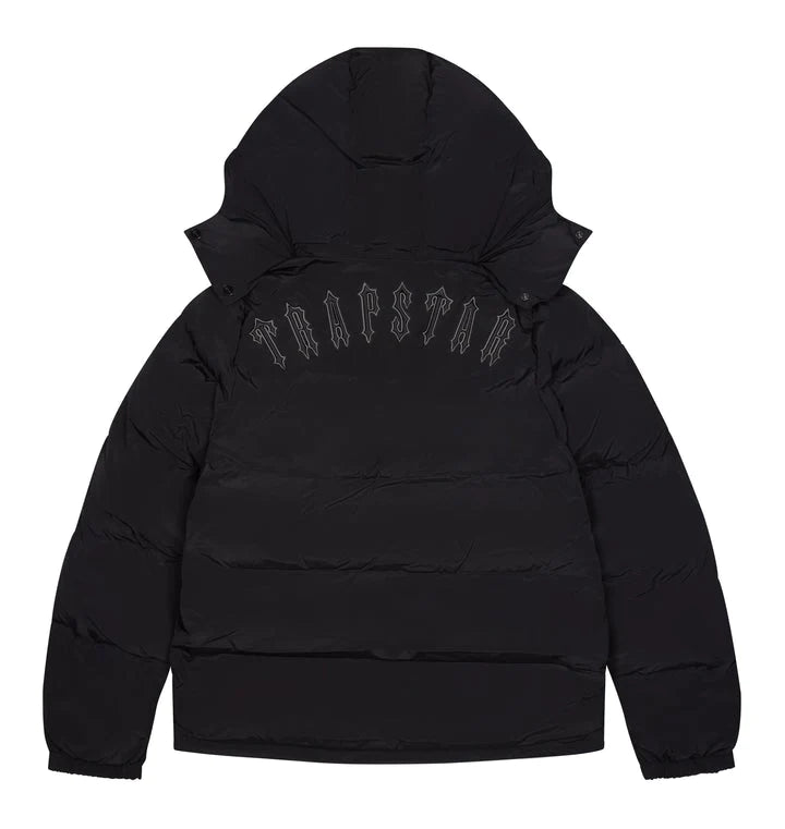 TRAPSTAR IRONGATE DETACHABLE HOODED PUFFER - BLACKOUT EDITION